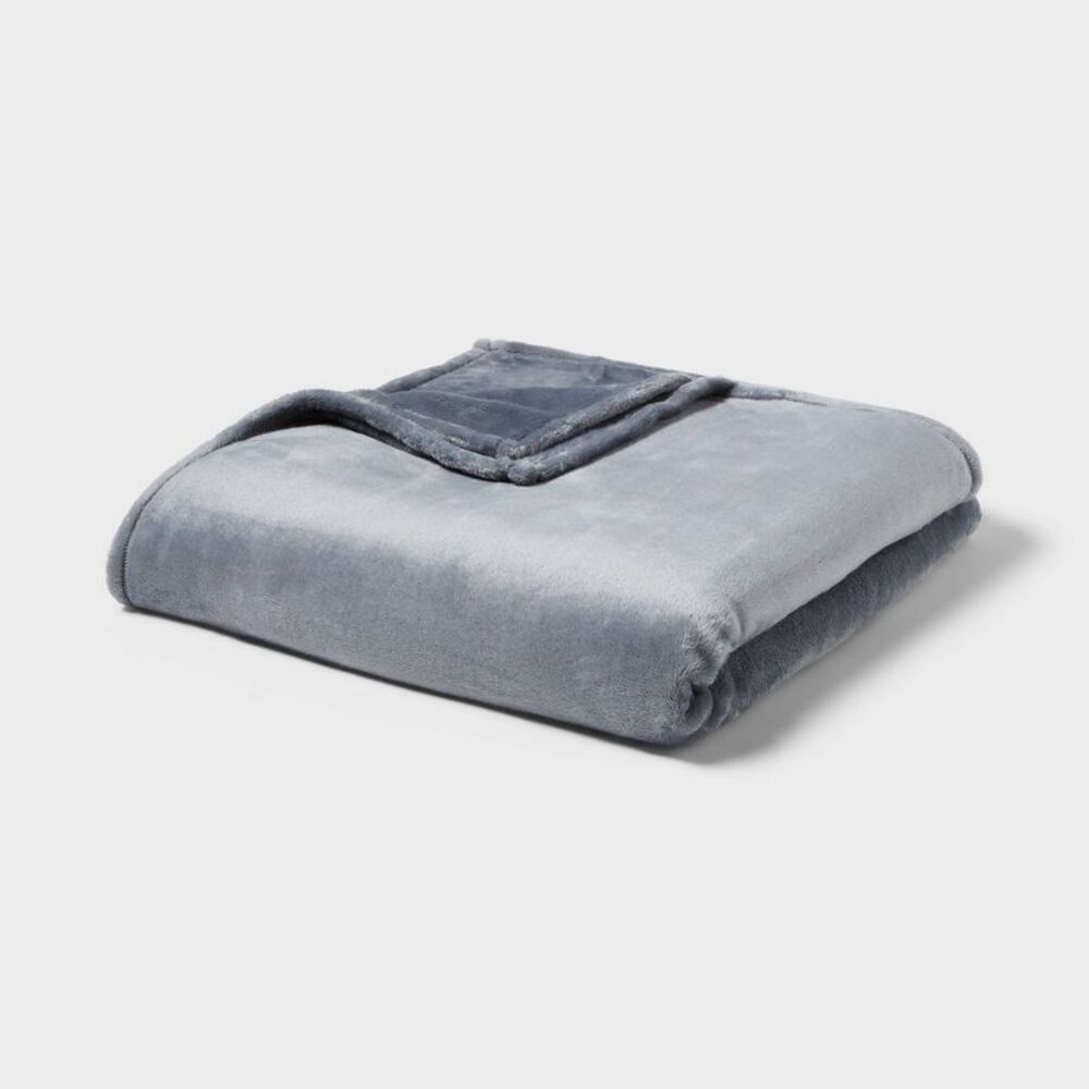 Full/Queen Microplush Bed Blanket Light Blue - Threshold
